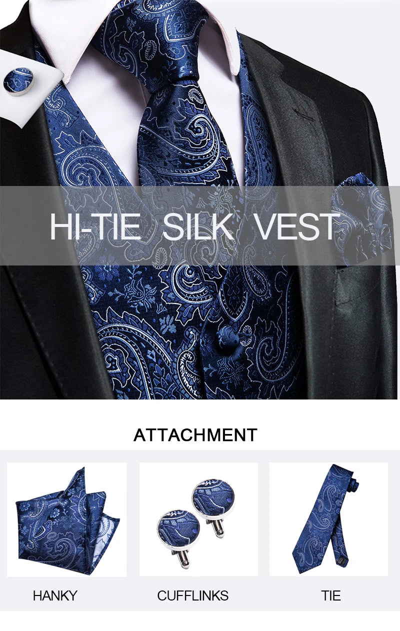 Gilet Cravate Hi-Tie Soie 4 Pieces