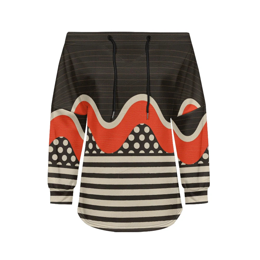 Sweat Off-Shoulder - Motifs Rayures & Pois