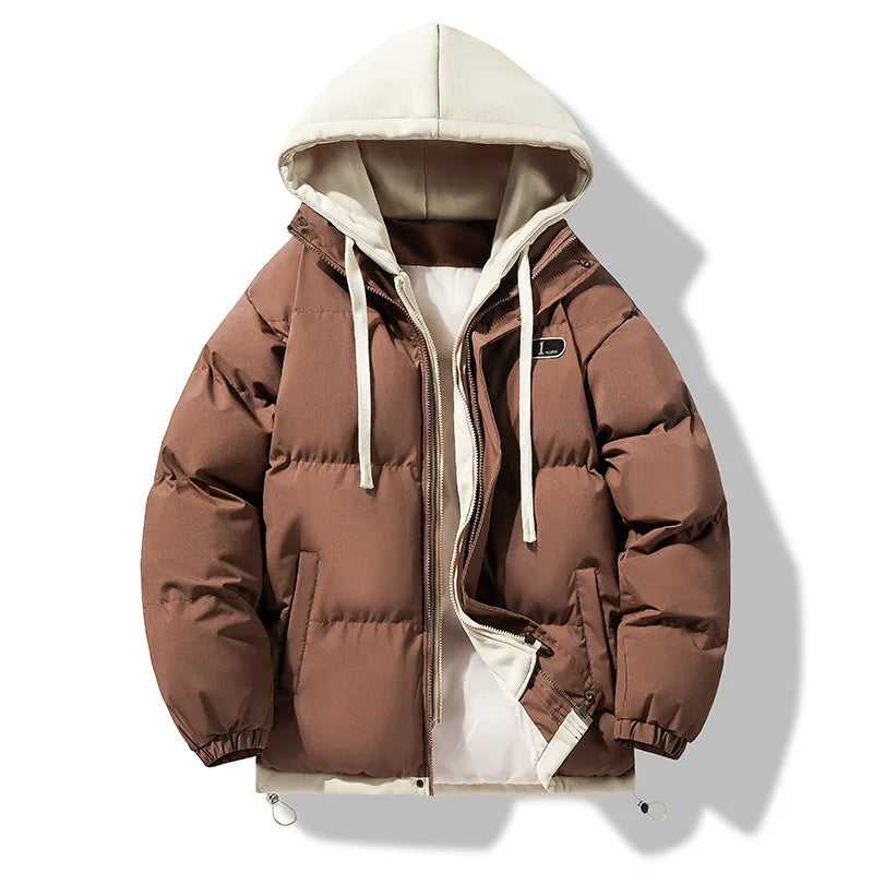 Manteau Faux 2 Pieces Homme Hiver Hood