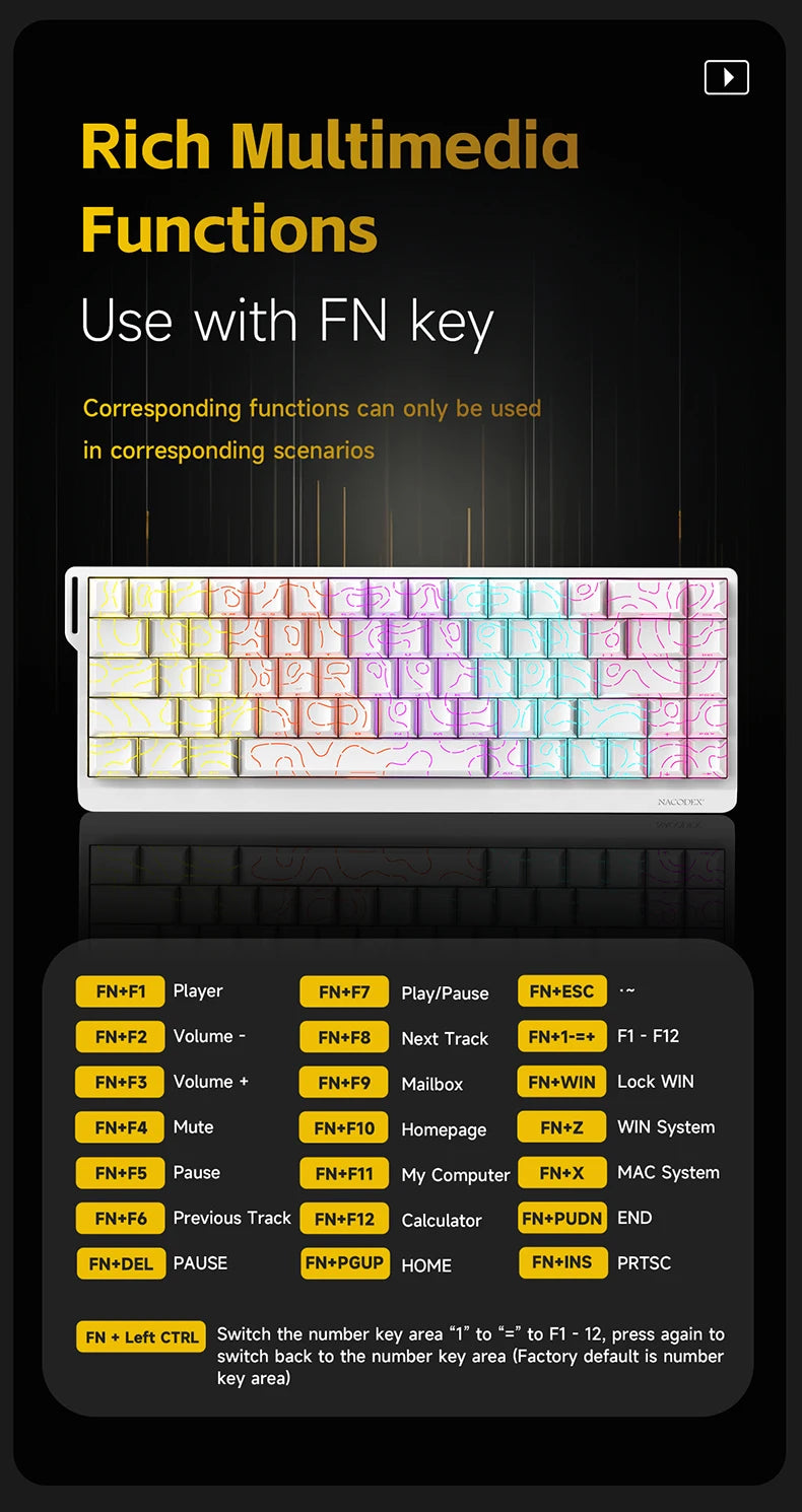 AJAZZ NK68V2 Single-Mode Wired Mechanical Keyboard Portable Gaming Keyboard RGB Hot-Swappable PC Lightweight Mechanical Keyboard