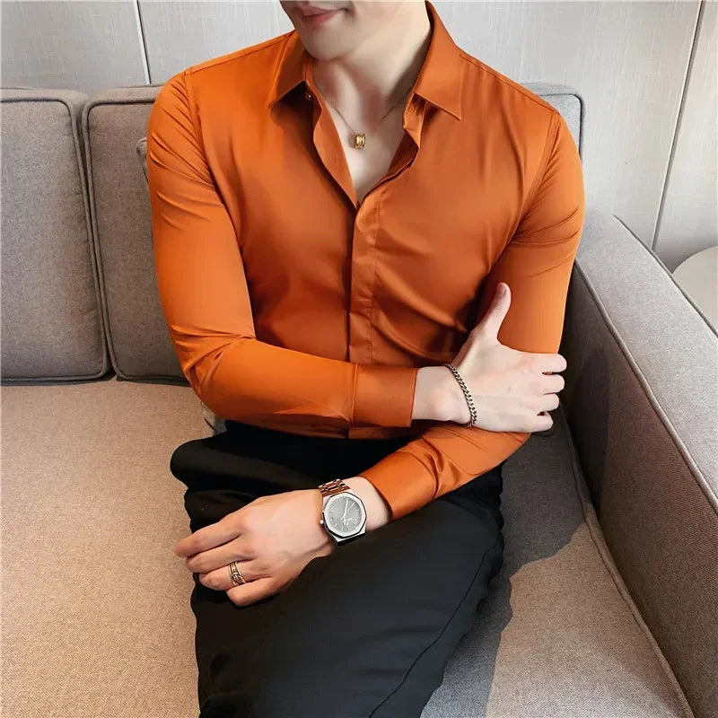 Chemise ML Homme Slim Uni Luxe