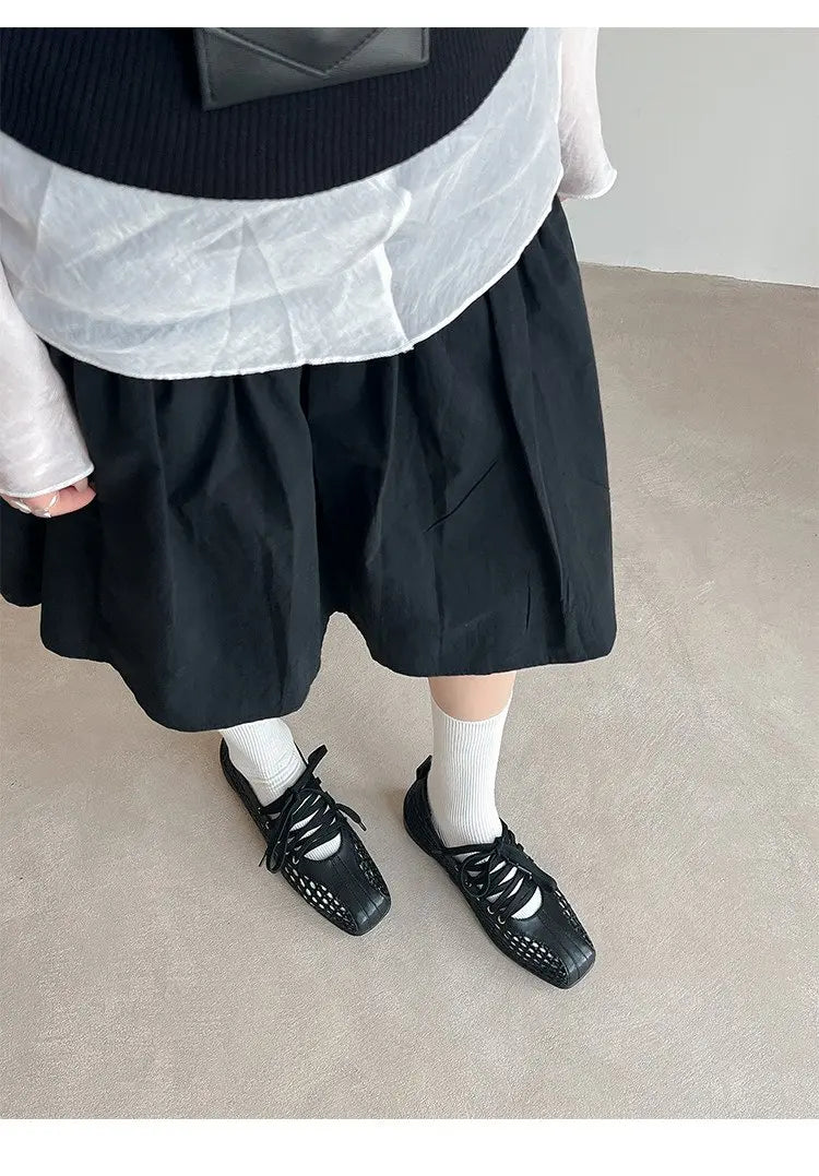 Women's Ballet Shoes Flats Designer Casual Shoes Square Toe Mesh Sport Shoes Lace Up Fashion Sneakers Comfoer Mujer Zapatillas
