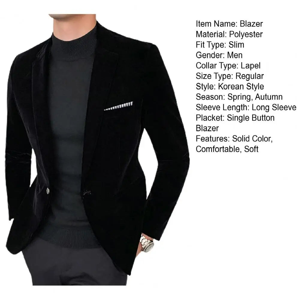 Blazer Velours Slim Homme Elegant