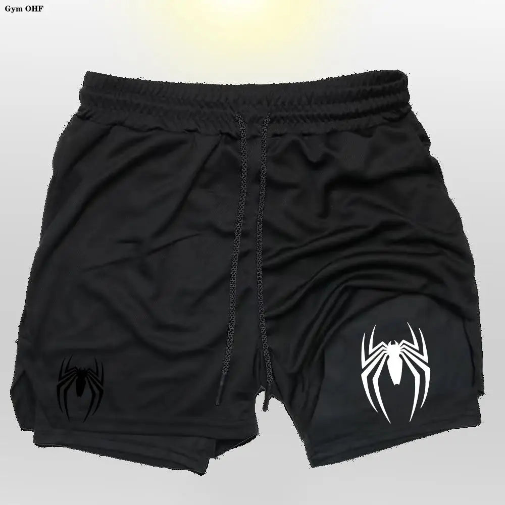 Sport Shorts Men 2099 Spider Sportswear Double-Deck Running Shorts 2 In 1 Beach Bottoms Summer Gym Fitness Training Short Pants