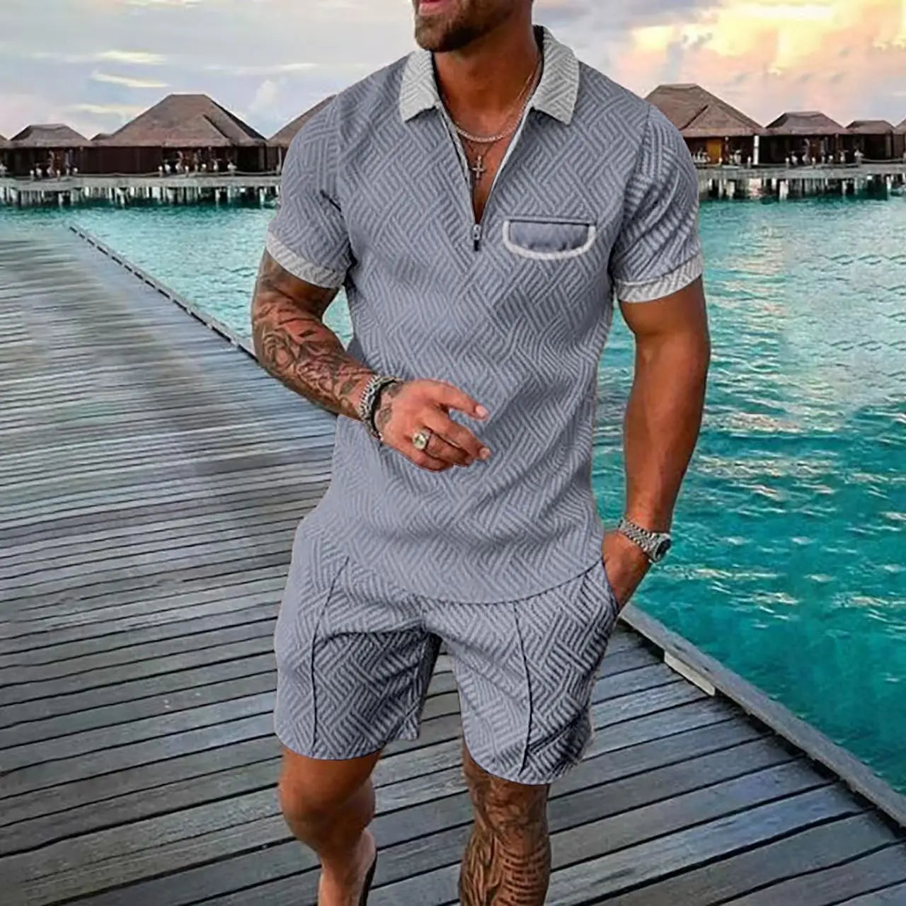 Ensemble Short Top 3D Digital Zippe