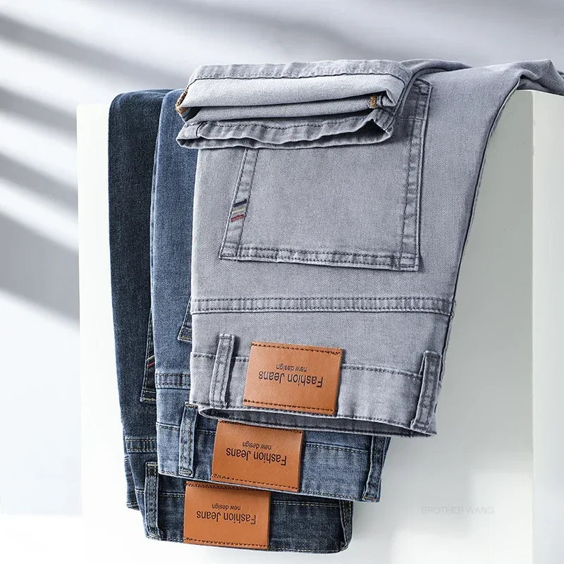 Jean Homme Leger Coton Stretch Gris Clair