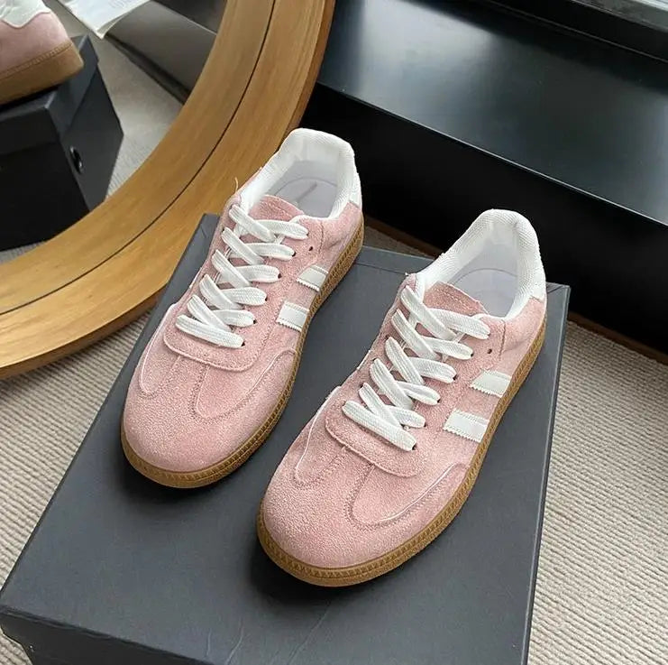 Women Tennis Sneakers Flats Ladies Fashion Lace-up Vulcanized Shoes  Autumn Outdoor Trainers Student Board Shoes Footwear