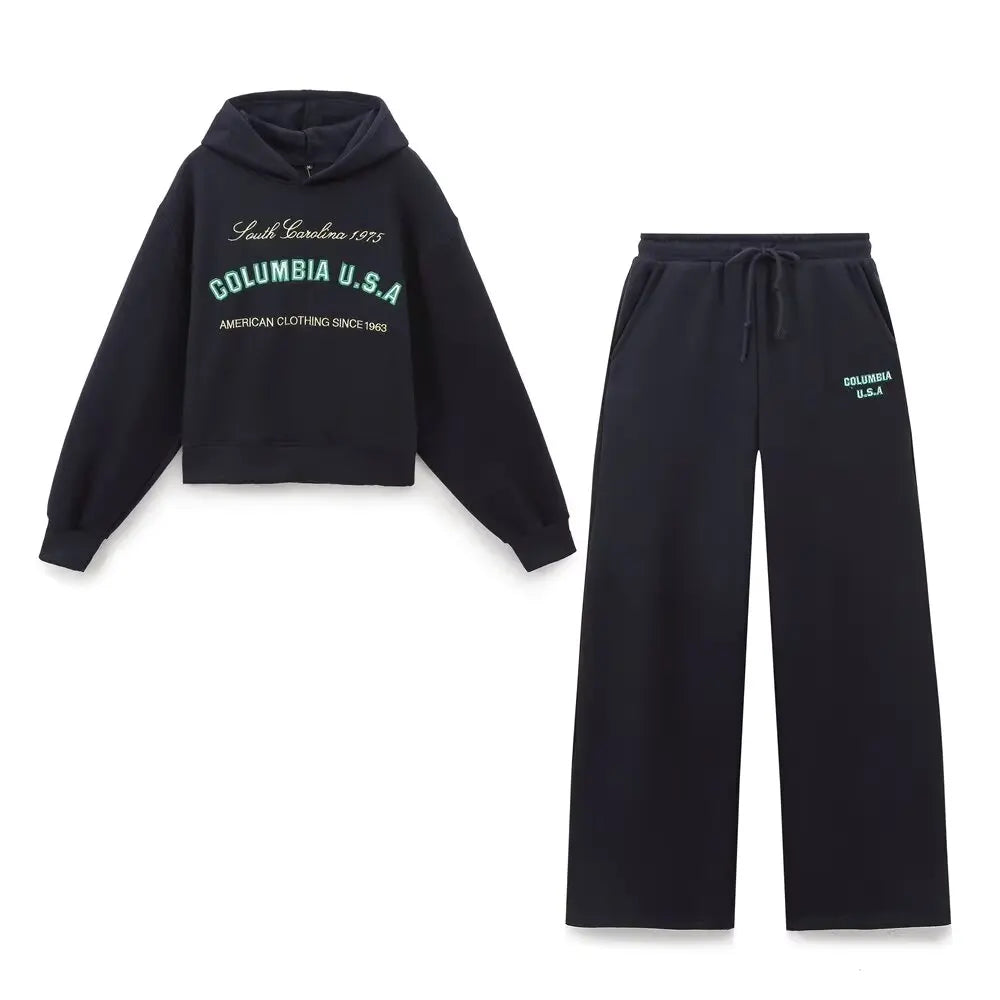 Hoodies Set Woman Two Pieces Casual Elegant Autumn Outfits Long Sleeve Sets Y2k Outfit Set Casual Sweat Suit Sets