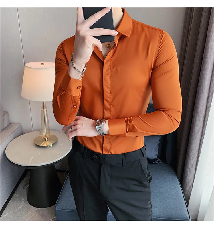 Chemise ML Homme Slim Uni Luxe