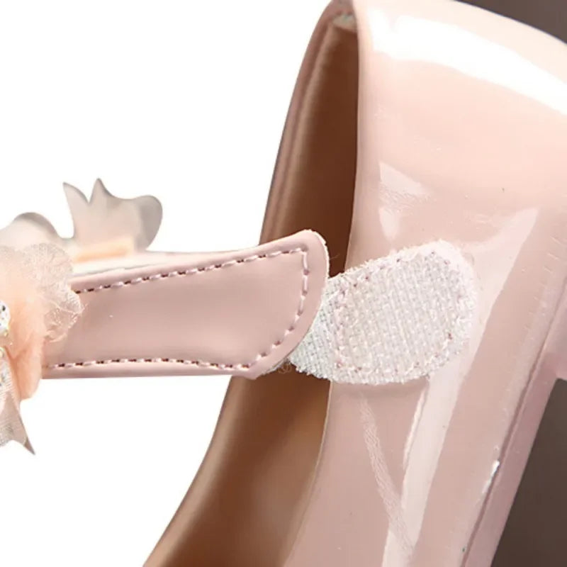 Chaussures princesse douces pour filles, semelle souple, antidérapantes, en cuir, plates, décontractées