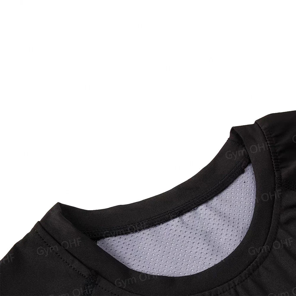 Men's Solid Color Short Sleeved T-shirt Compressed Quick Drying Breathable Training Suit Fitness Jujitsu Rashguard Top Gym Sport