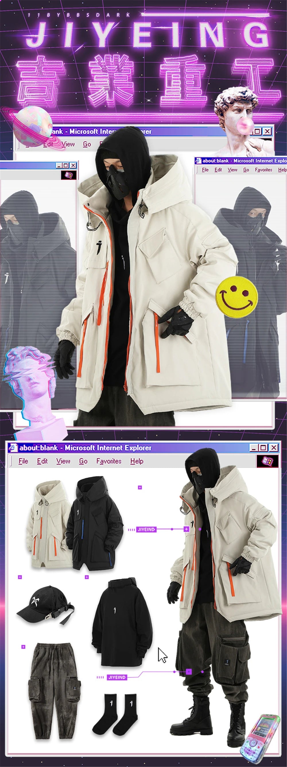 Parka BYBB Tactique Multi-Poches Mixte
