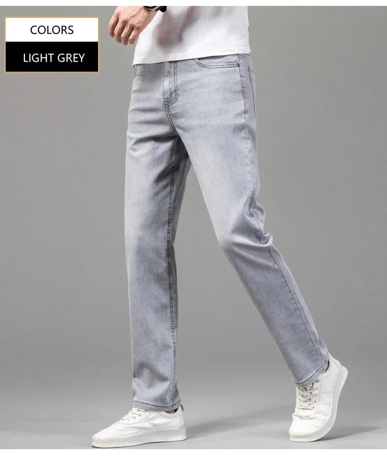 Jean Homme Leger Coton Stretch Gris Clair