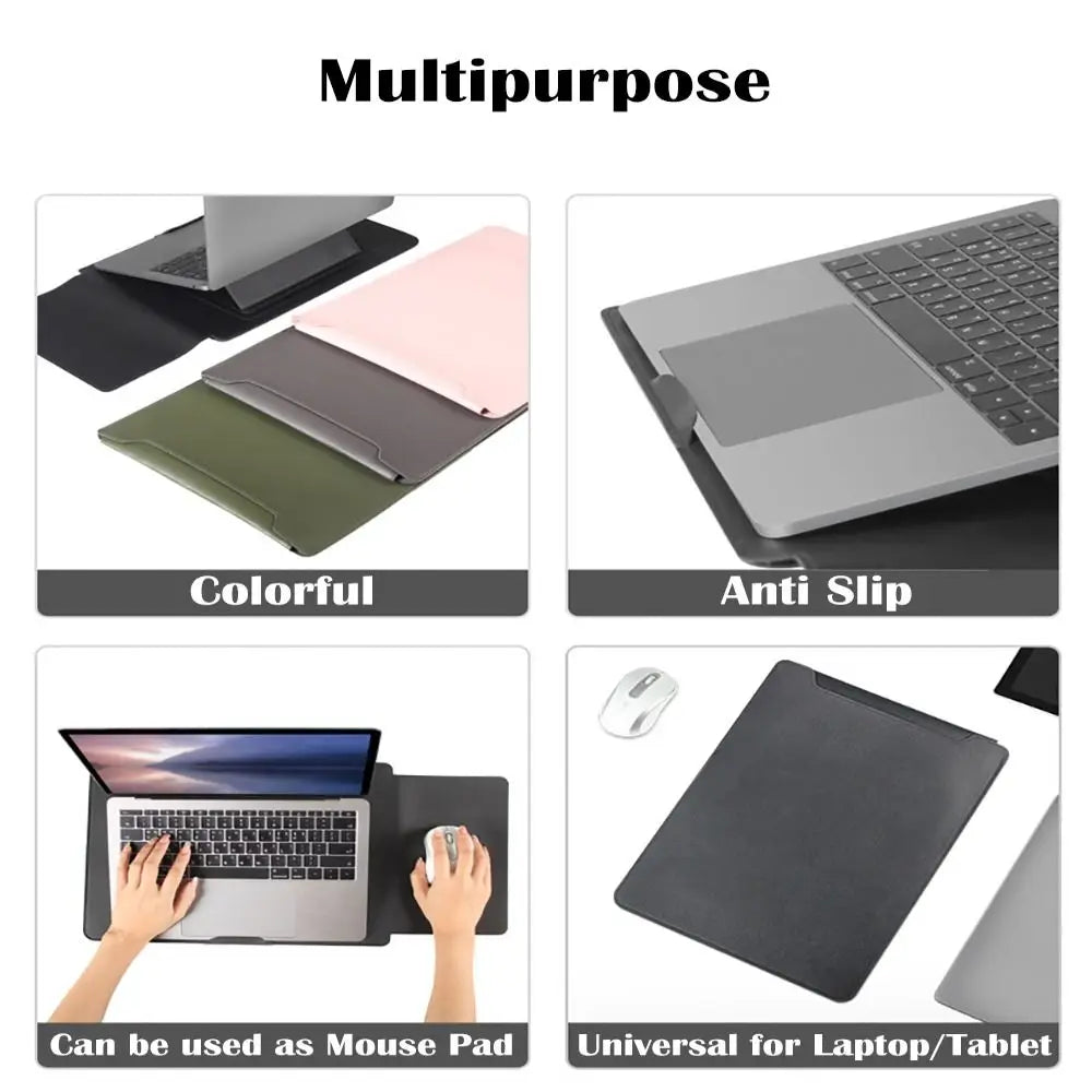Portable 13 15 inch Adjustable Stand Laptop Sleeve with Mouse Pad Ultra Thin Tablet Case Portable Shockproof for HP/Dell/Surface