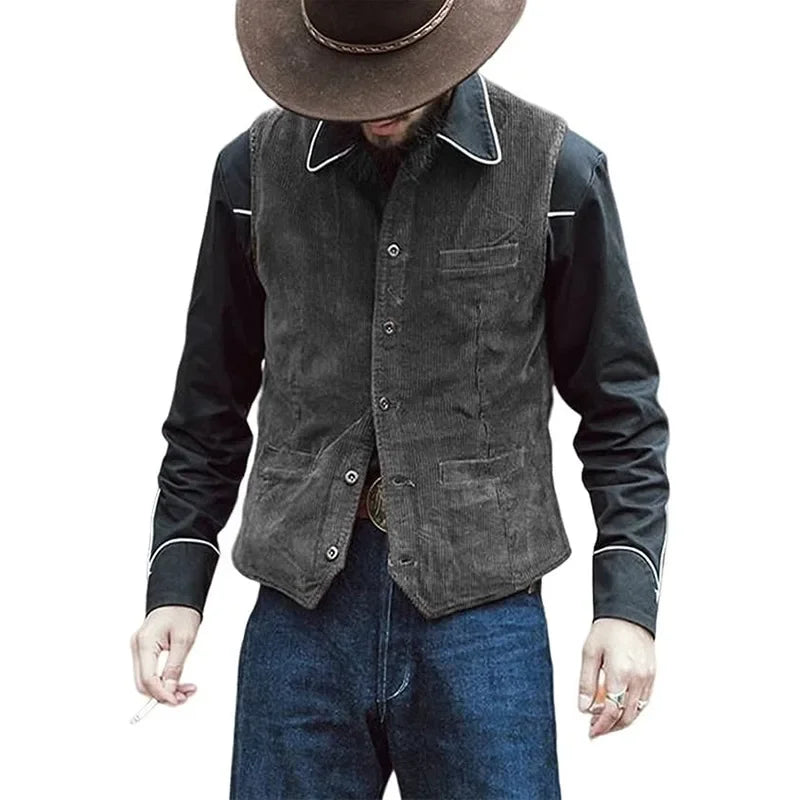 2026 Men's Retro Vest British Style Workwear Corduroy Vestes Casual Coat Single Breasted Sleeveless Jacket for Men Formal Vest