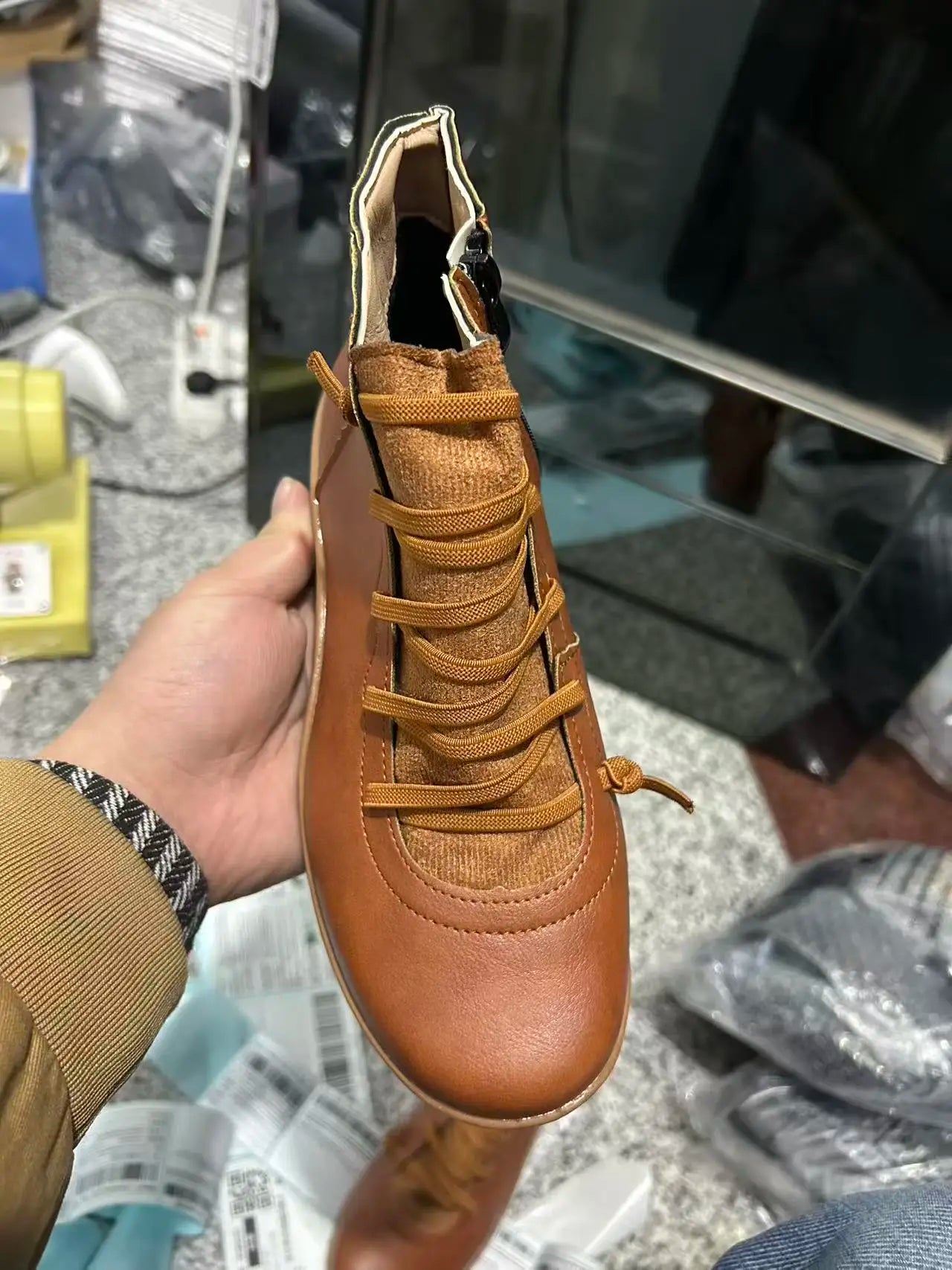 2025 for Women Lace Up Boots Snow Boots Woman Short Vintage Boots Mujer Botas Non-slip Shoes Socofy Chaussures Femmes