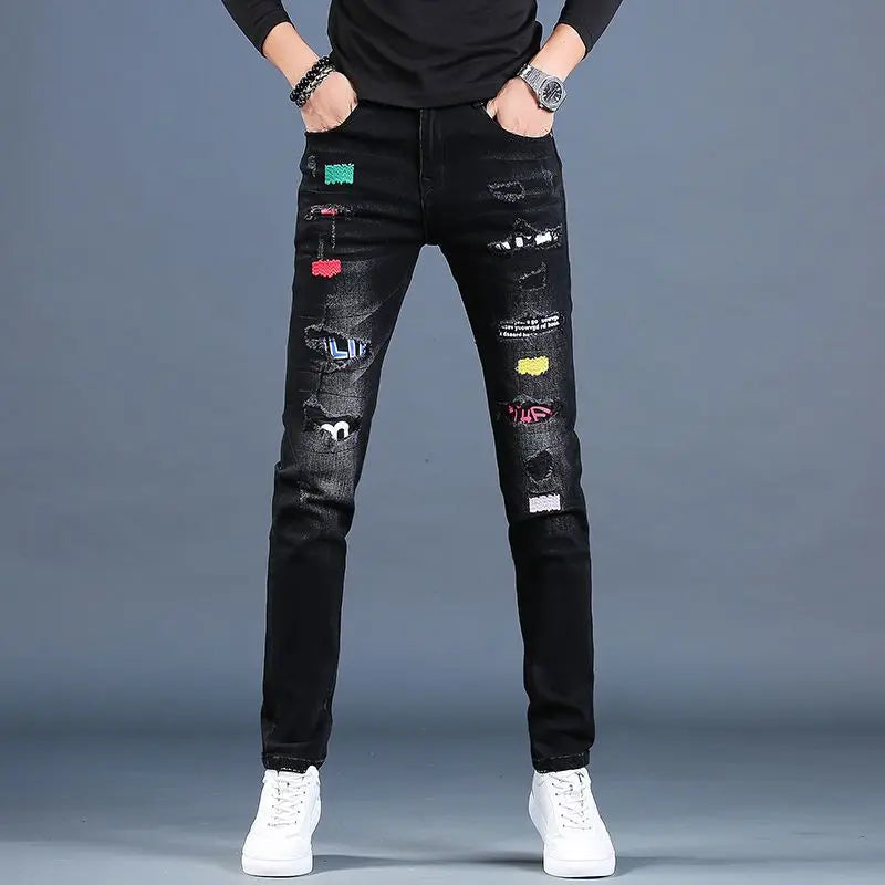 Jean Brode Patches Harajuku Slim Korean