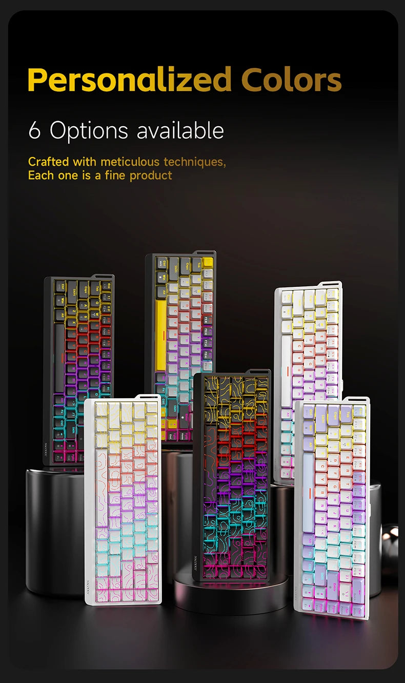 AJAZZ NK68V2 Single-Mode Wired Mechanical Keyboard Portable Gaming Keyboard RGB Hot-Swappable PC Lightweight Mechanical Keyboard