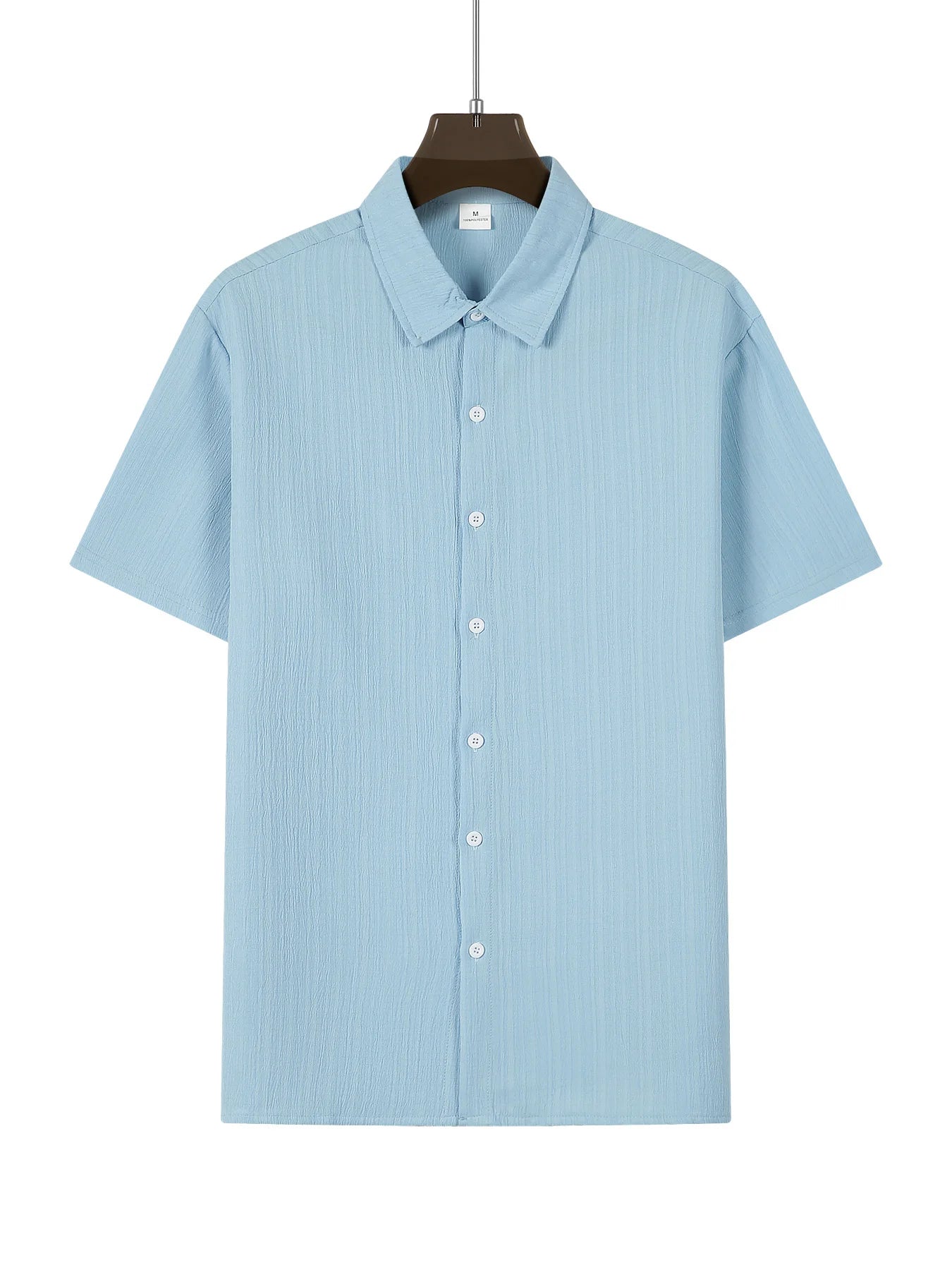 Chemise MC Coton Uni Col Rabattu Beach
