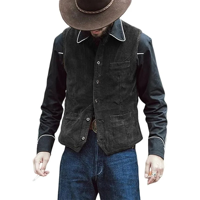 2026 Men's Retro Vest British Style Workwear Corduroy Vestes Casual Coat Single Breasted Sleeveless Jacket for Men Formal Vest