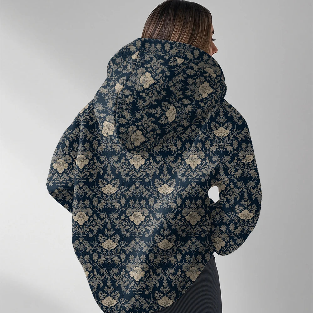 Women's Fashion Y2k Oversized Hoodies Couple Punk Streetwear Casual Loose Sweatshirt Unisex Elegent Totem Print Winter Clothes