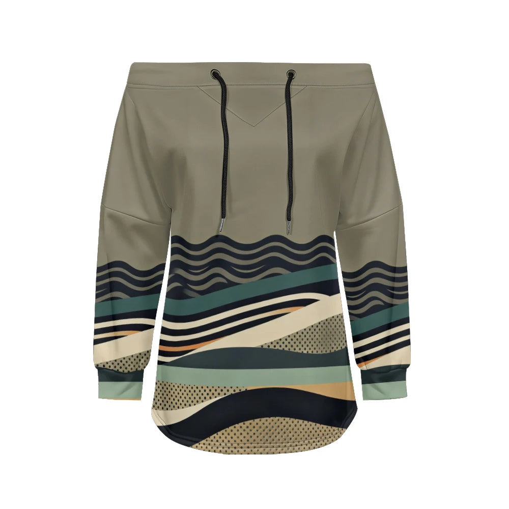Sweat Off-Shoulder - Motifs Rayures & Pois