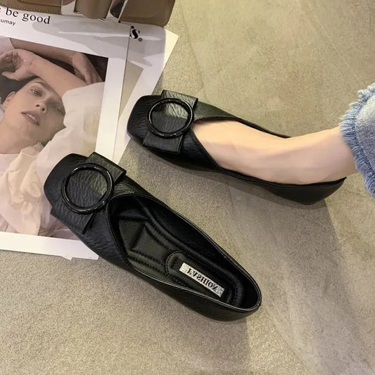 Shoes For Woman 2025 Flat Flats Women's Summer Footwear Low Heel Elegant Pointed Toe White On Promotion 39 Social Chic Point Hot