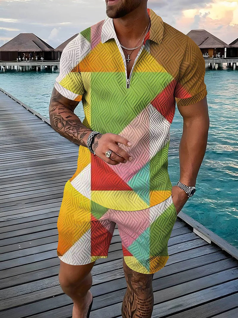 Ensemble Polo 3D Geometrique Short
