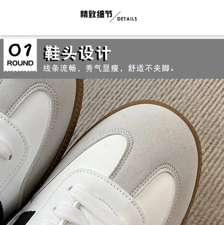 Women Tennis Sneakers Flats Ladies Fashion Lace-up Vulcanized Shoes  Autumn Outdoor Trainers Student Board Shoes Footwear