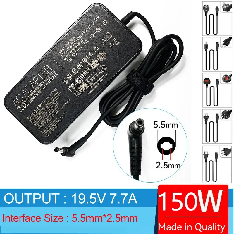 19.5V 7.7A 150W 5.5*2.5MM Laptop AC Adapter Charger for Asus ROG Strix G535SX GL503GE GL703GE GL503VD GL703VM GL551JW GL703VD