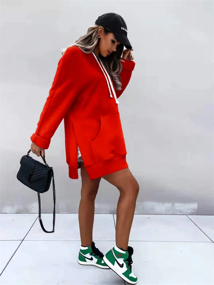 Hoodie Leisure Pocket Motion Solid Color Spring Women Hoodies Long Sleeve Sweatshirt Female Autumn New Fashion Casual CYXX384