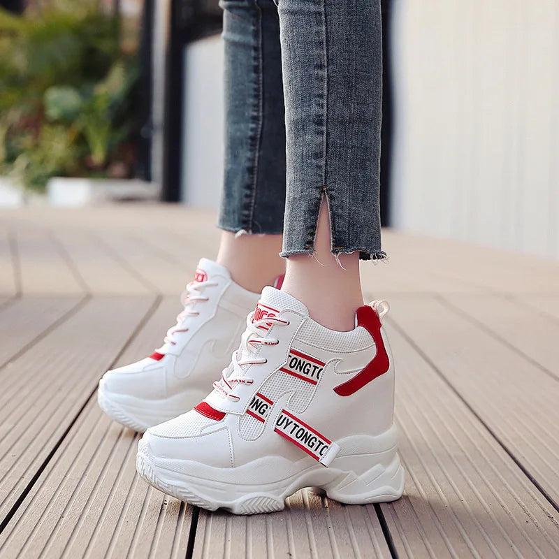 Hot Sales Trendy Shoes Women High Top Sneakers Women Platform Ankle Boots Basket Femme Chaussures Femmes Height Increase Sneaker