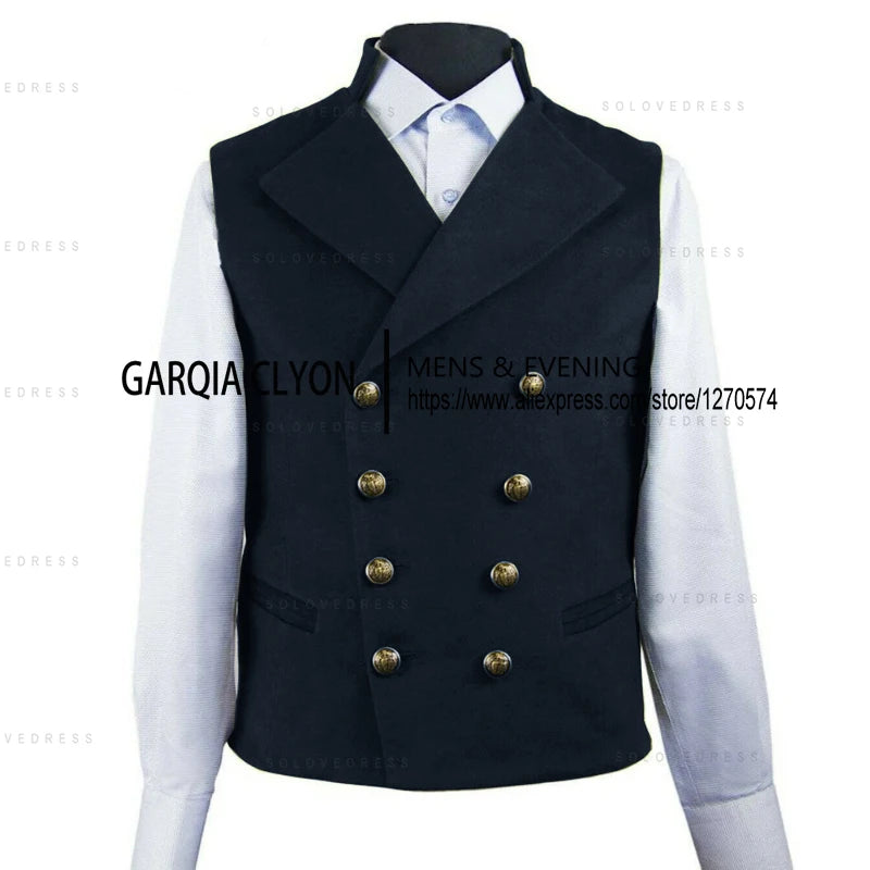 Men's Vest Lapel Double-Breasted Suede Vintage   Western Cowboy Waistcoat  For Jacket For Men
