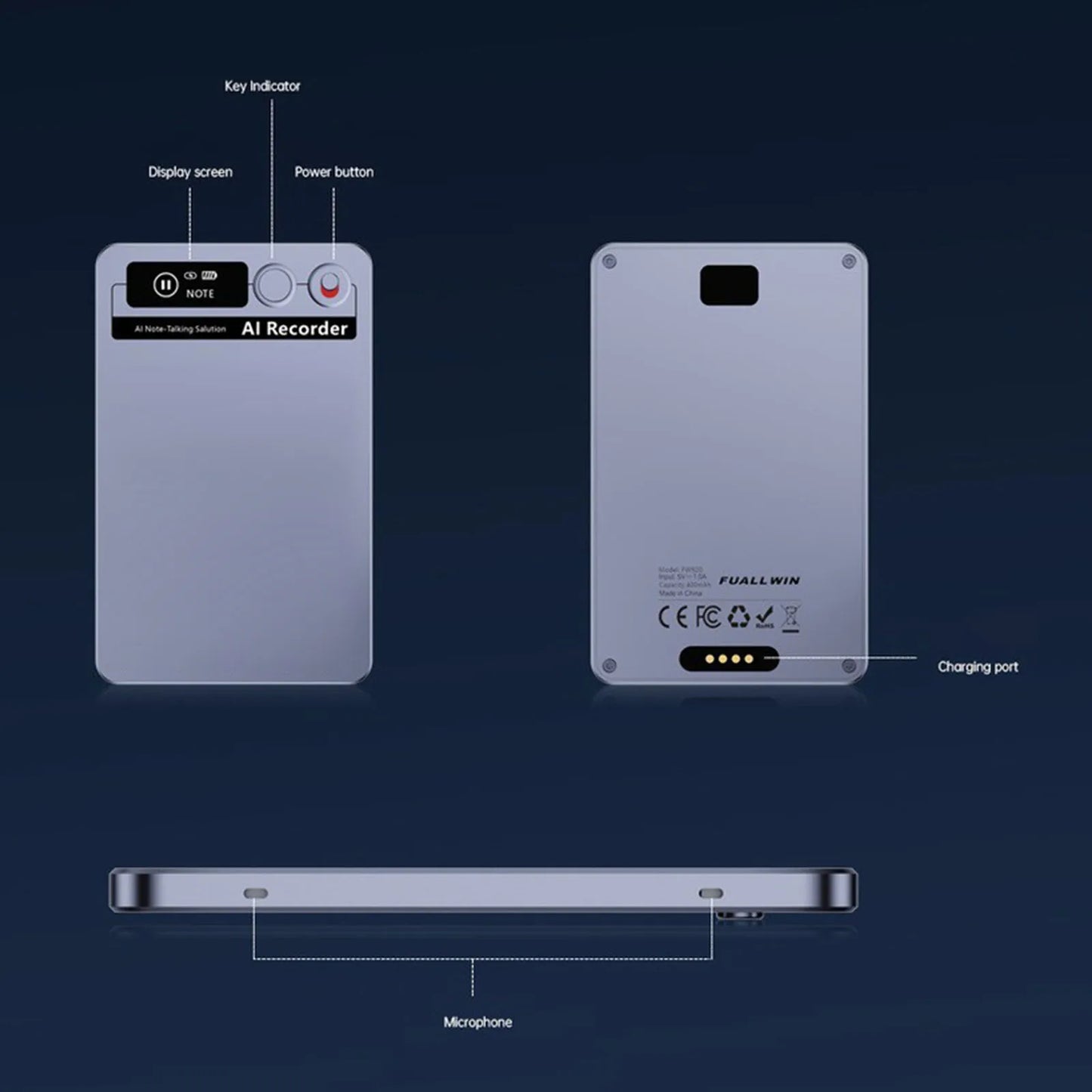 Audio Recorder with Real-Time Transcription & Translation Audio Recording Device App Control for Lectures Meetings Interviews