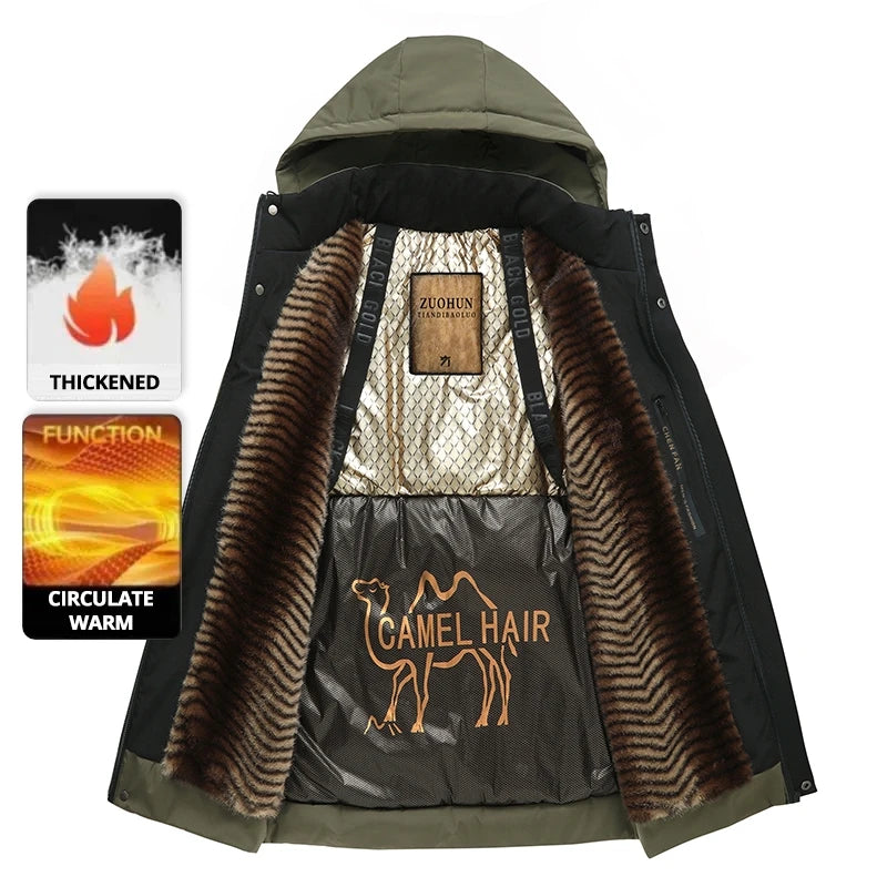Parka Luxe Fleece Camel Homme Hiver