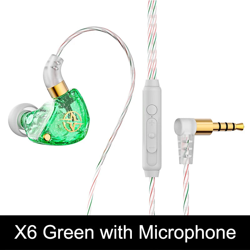 X6 3.5mm Wired Earphone Bass HiFi Headphones Stereo Girl Gift Music Earphones Musician Headset Gamer Earbuds for Huawei