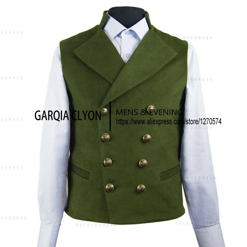 Men's Vest Lapel Double-Breasted Suede Vintage   Western Cowboy Waistcoat  For Jacket For Men