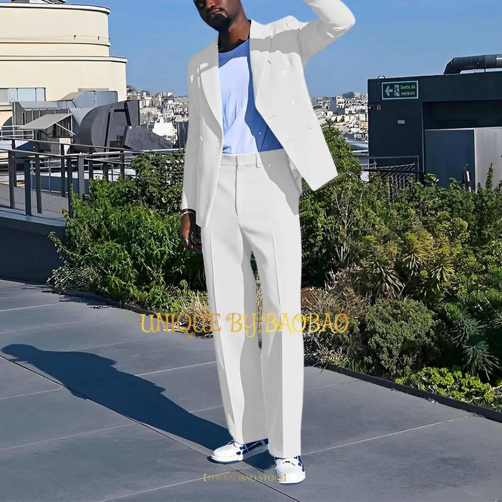 Costume 2 Pieces Bleu Croise Mariage