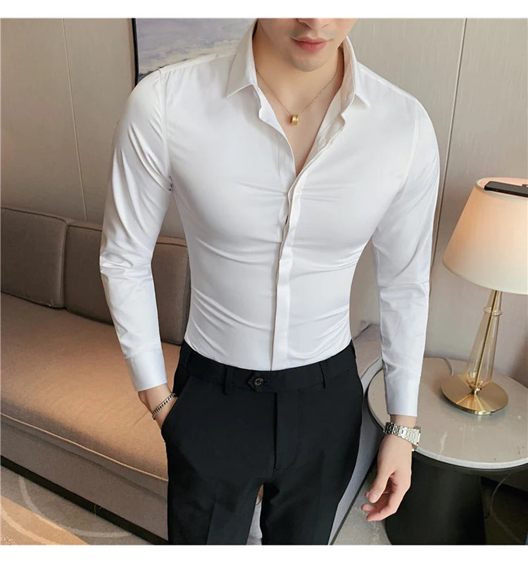 Chemise ML Homme Slim Uni Luxe