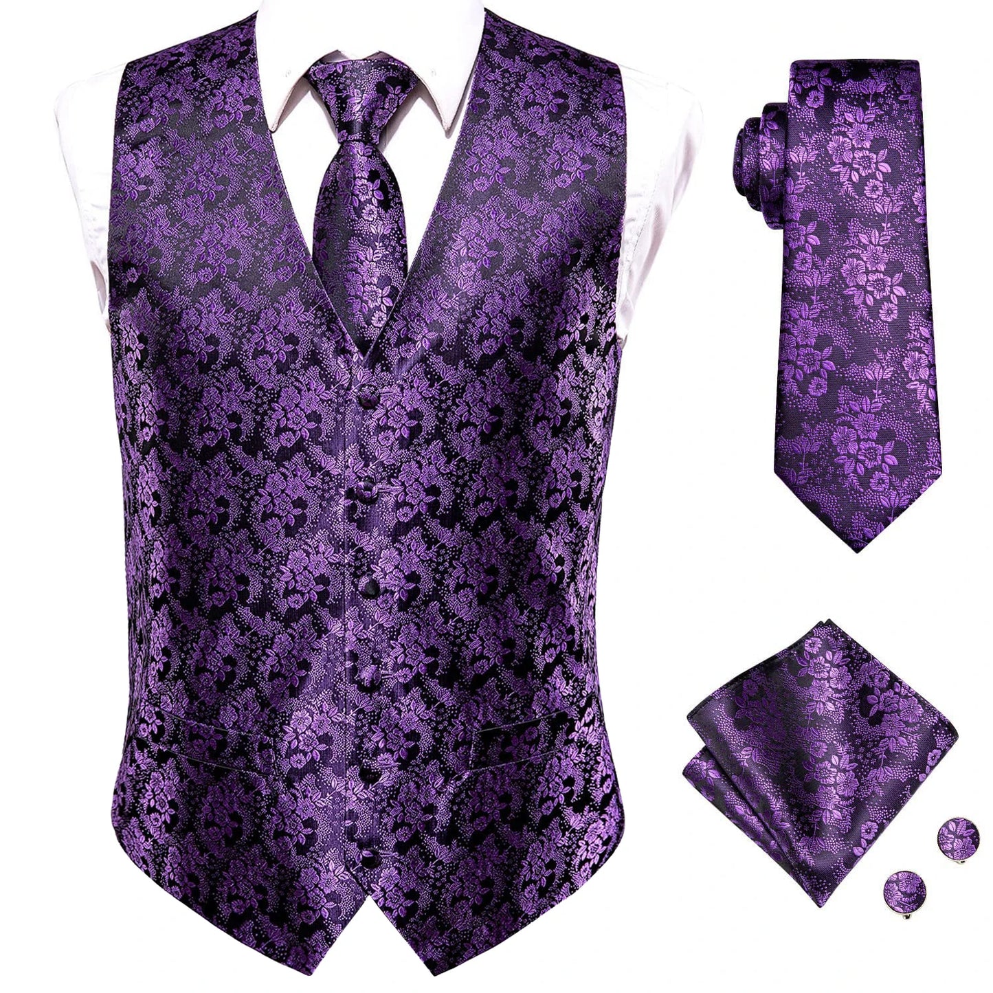 Gilet Cravate Hi-Tie Soie 4 Pieces