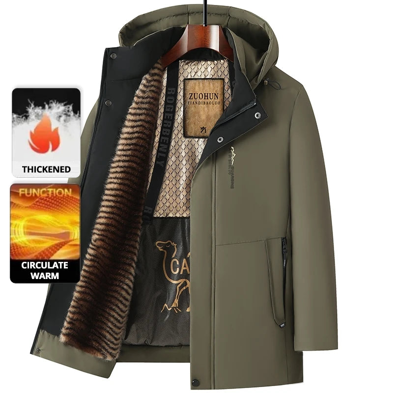 Parka Luxe Fleece Camel Homme Hiver