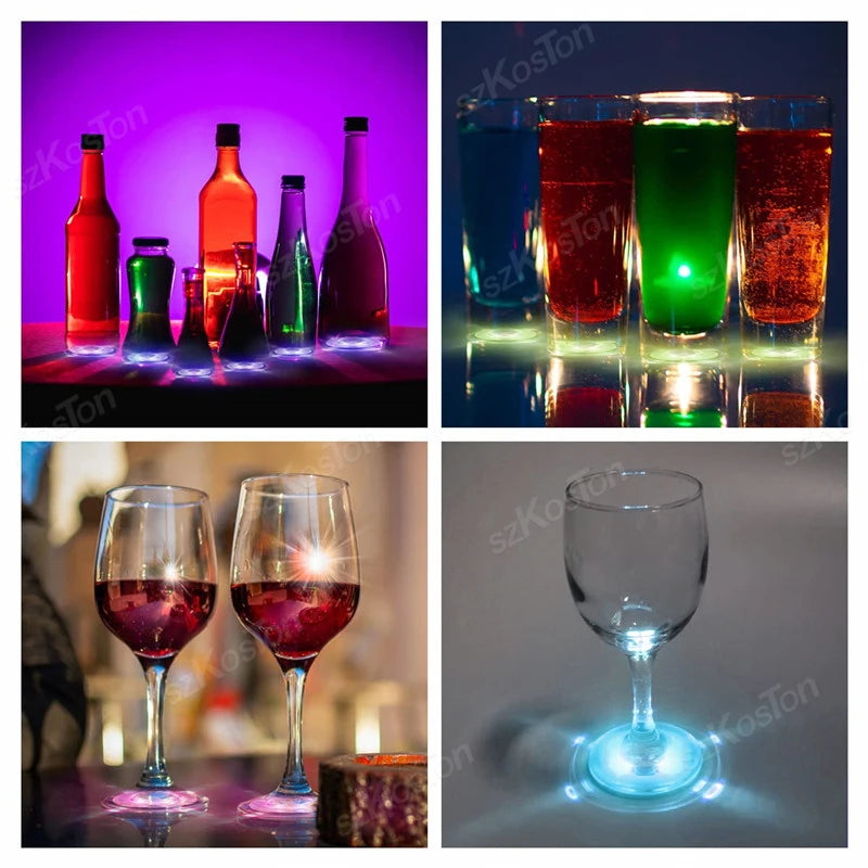 1-200PCS LED Bottles Coaster Lamps Luminous Cup Stickers Lights for Bar KTV Wedding Party Cocktail Drink Cups Vase Decoration