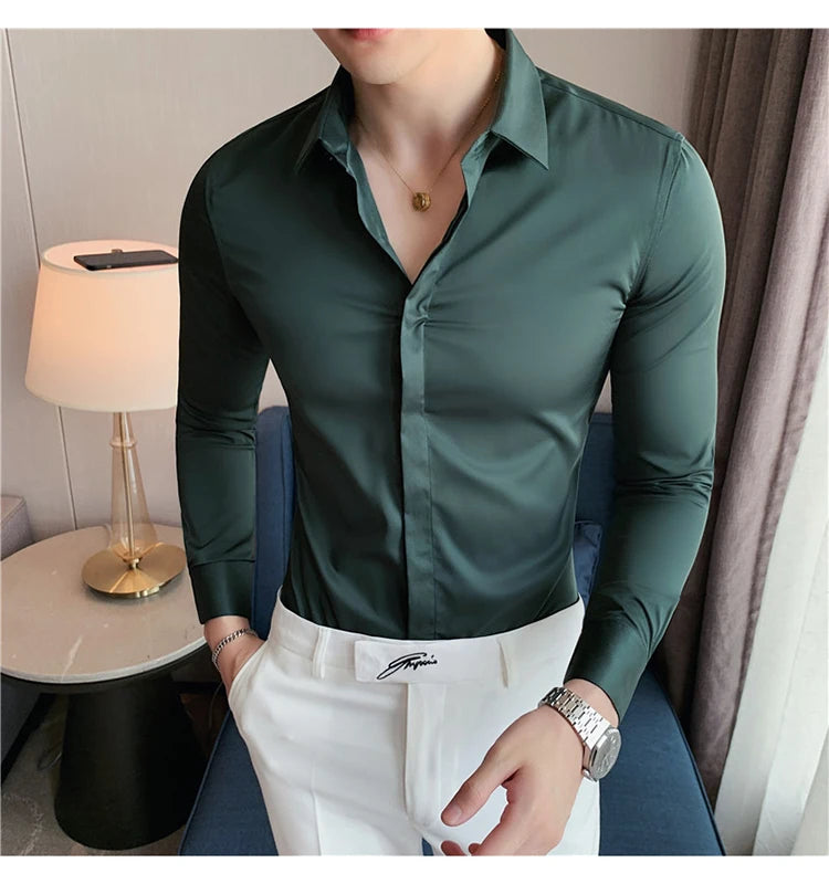 Chemise ML Homme Slim Uni Luxe