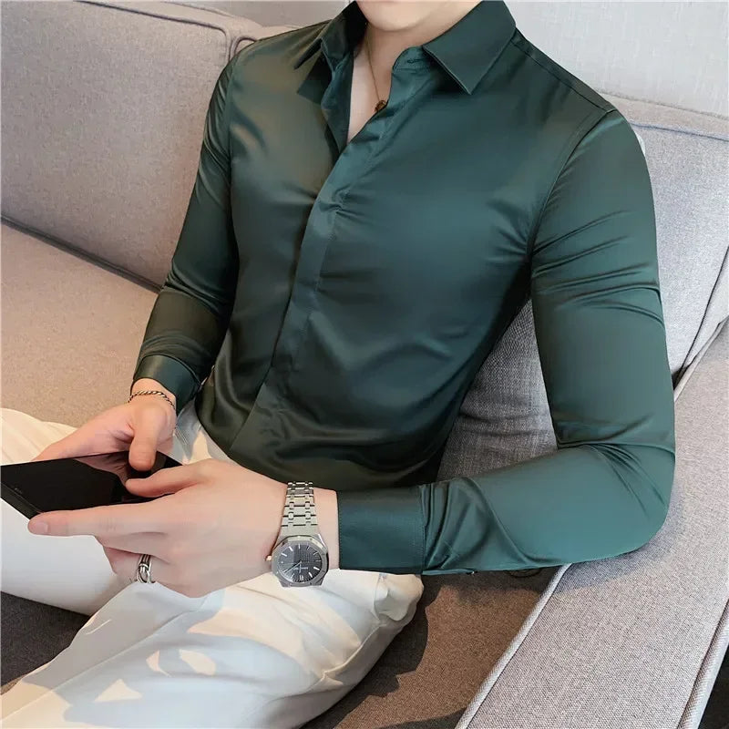 Chemise ML Homme Slim Uni Luxe