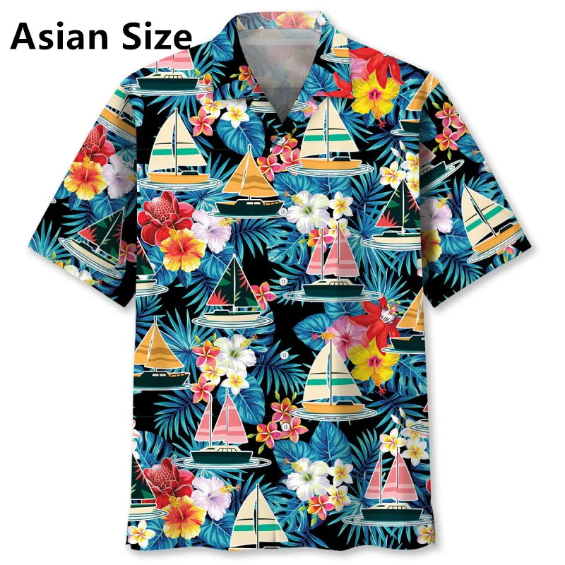 Chemise MC Hawaiian Voilier Floral