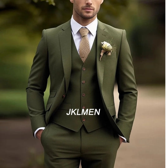 Costume 3 Pieces Vert Militaire Ceremonie