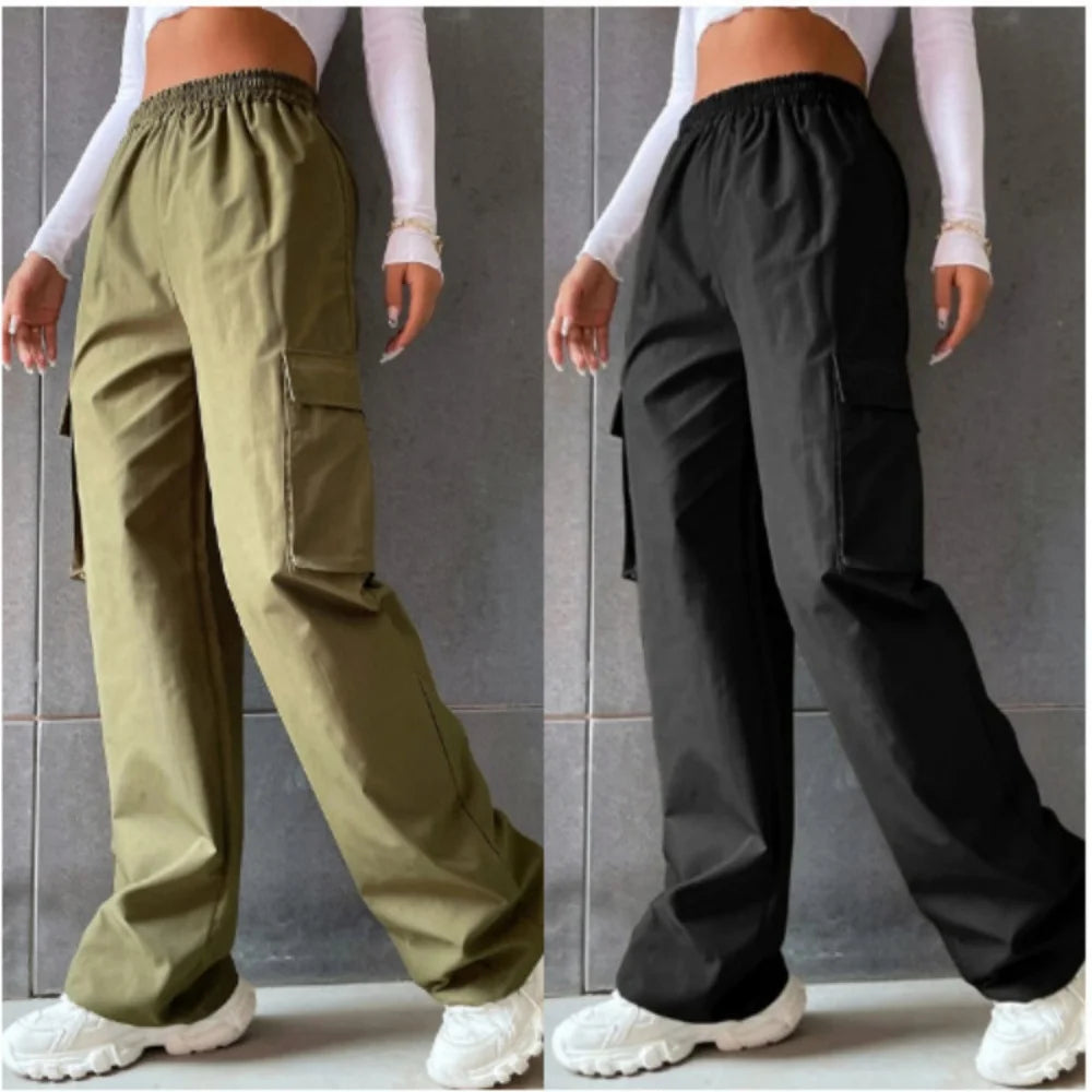 Cargo Vintage Streetwear Poches Taille Haute Femme