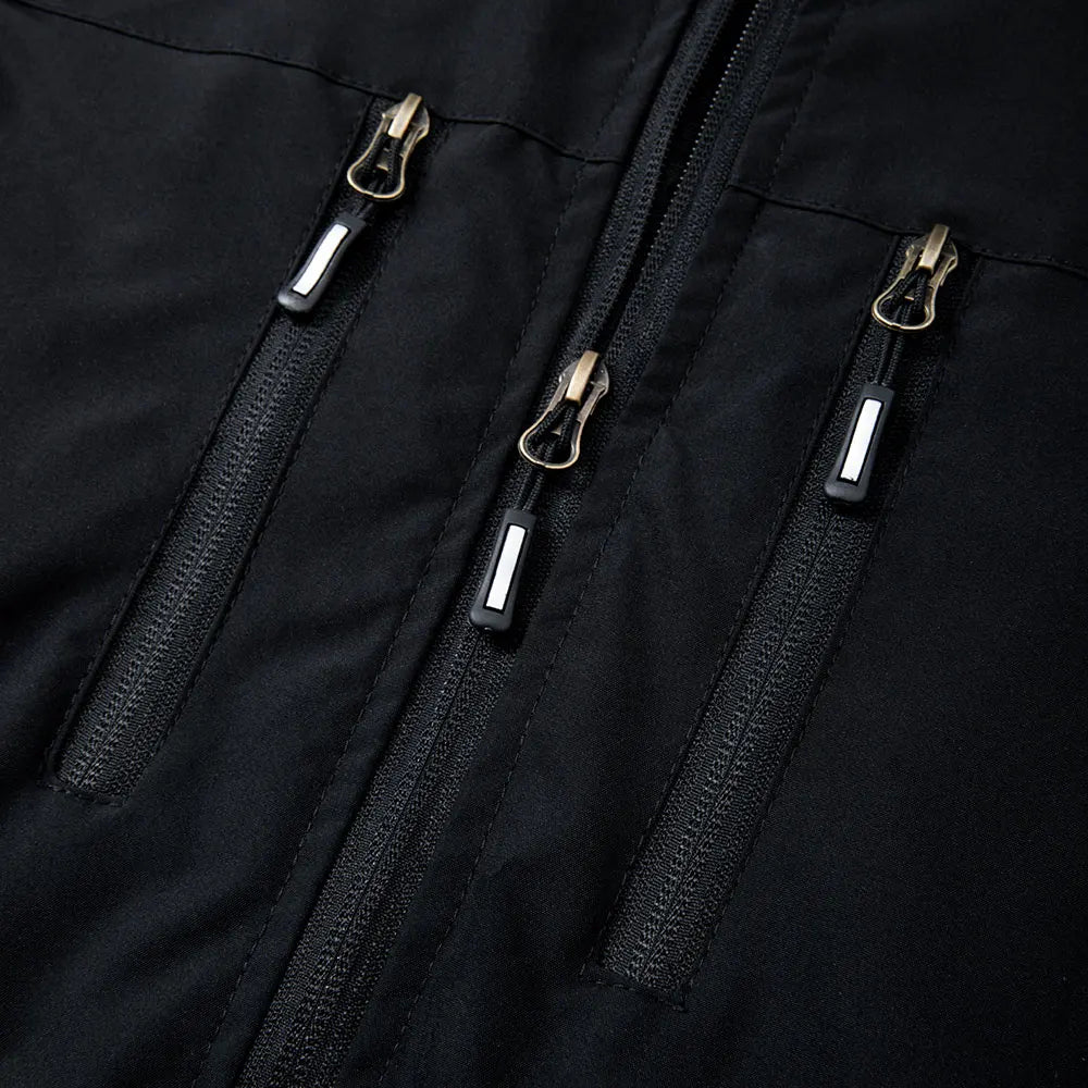 Men’s Vests Jacket Multiple Zipper Pockets Cargo Vest Sleeveless Coat Gothic Print for Halloween Hiking Outwear Windbreaker