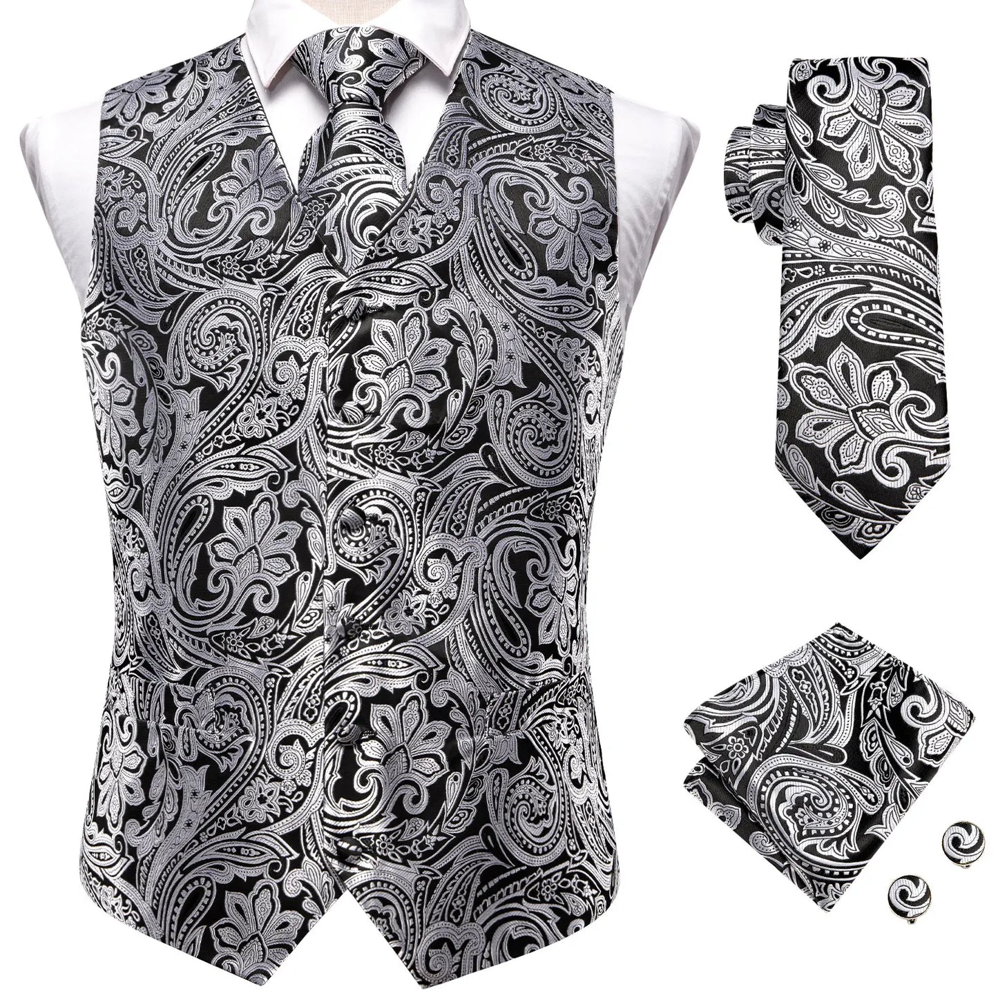 Gilet Cravate Hi-Tie Soie 4 Pieces