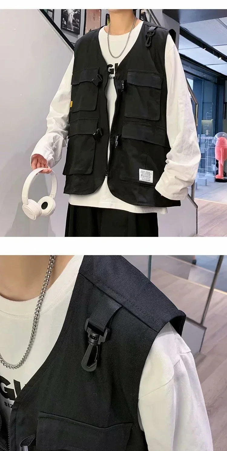 Techwear Vests Women Vintage Spring Autumn Coat Designed Couples All-match Sleeveless Outwear Japanese Harajuku Aesthetic Ins